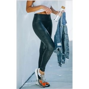 Spanx Faux Leather Moto Leggings NWT